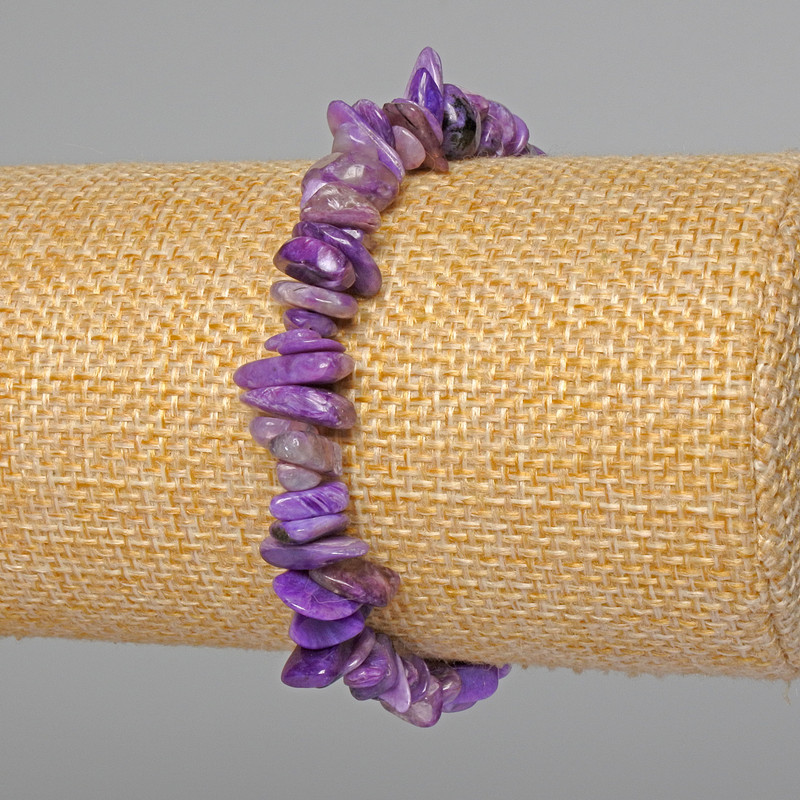 Charoit-Armband aus Naturstein-Splittern, Durchmesser ca. 8×2 mm, Länge ca. 18 cm (Elastikarmband)