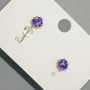 Xuping Ohrstecker mit violettem Kristall, Durchmesser ca. 6,5 mm, Rhodiumbeschichtung