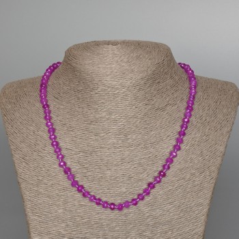 Halskette aus Amethyst (künstlich), facettierte Rondellen, Durchmesser 6×4 mm, Länge 49 cm ±