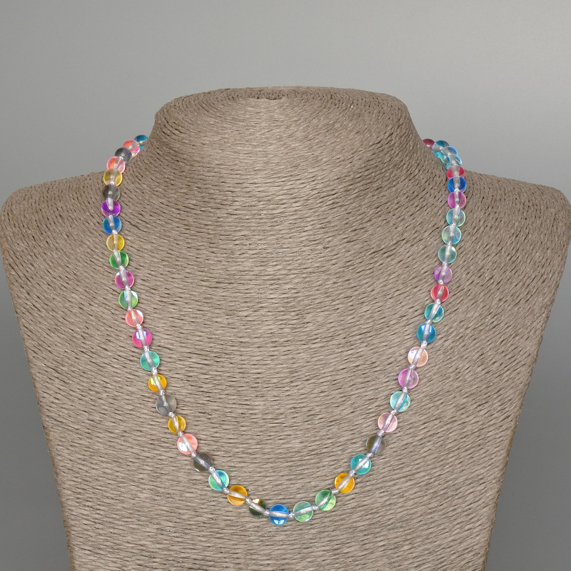 Opalglas-Kette bunt, 6 mm Durchmesser, Länge ca. 49 cm