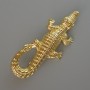 Brosche-Anhänger Krokodil, hellgoldenes Metall, 73×33 mm