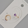 Ohrklemmen Xuping mit violettem Kristall und weißen Strasssteinen, Durchmesser 13×5 mm ± Vergoldung 18K