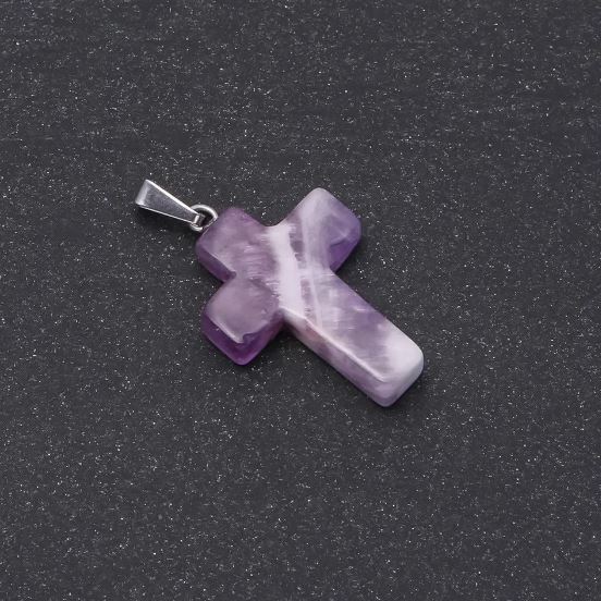 Kreuzanhänger aus Amethyst 18×25×35 mm