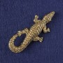 Brosche-Anhänger Krokodil goldfarbenes Metall 73×33 mm+