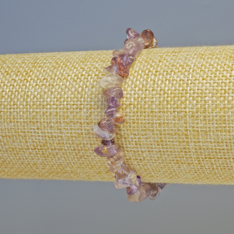 Armband aus Amethyst-Naturstein-Chips, Durchmesser 7 × 3 mm ± (Stretch), Länge 18 cm+