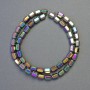 Hämatit-Perlen sechseckig, multicolor, Durchmesser 5×8 mm, Länge ca. 42 cm – Strang