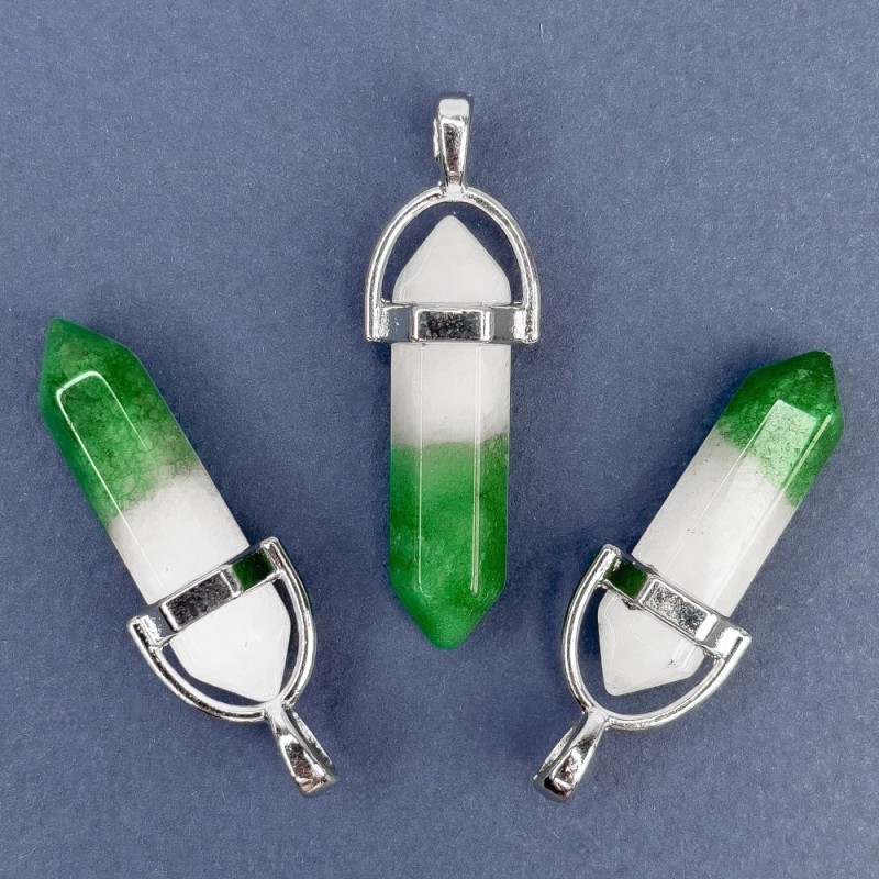 Sechseck-Anhänger aus grünem Quarz 41×8 mm+