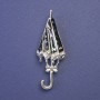Brosche Schirmchen Haliotit, Emaille, Metallfarbe Silber 59 × 21 mm+
