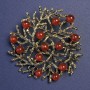 Brosche-Anhänger „Ästchen“ mit Karneol, goldfarbenes Metall 60 mm+