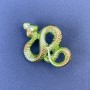 Brosche-Anhänger Schlange, hellgrüne Emaille, silberfarbenes Metall, 40×31 mm +