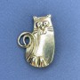 Brosche-Anhänger Katze, goldfarbenes Metall, 28×37 mm+