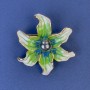 Brosche Blume, Durchmesser ca. 45 mm, grüne Emaille und Perle