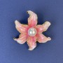 Blumenbrosche „Blume“, Durchmesser ca. 45 mm, rosa Emaille und Perle