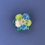 Brosche Blume, Durchmesser ca. 25 mm, bunte Emaille, Strasssteine