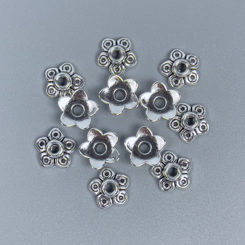 Perlenkappe Silber, Durchmesser ca. 9,5×0,7 mm, Loch ca. 2 mm, Verpackung 54 Stück