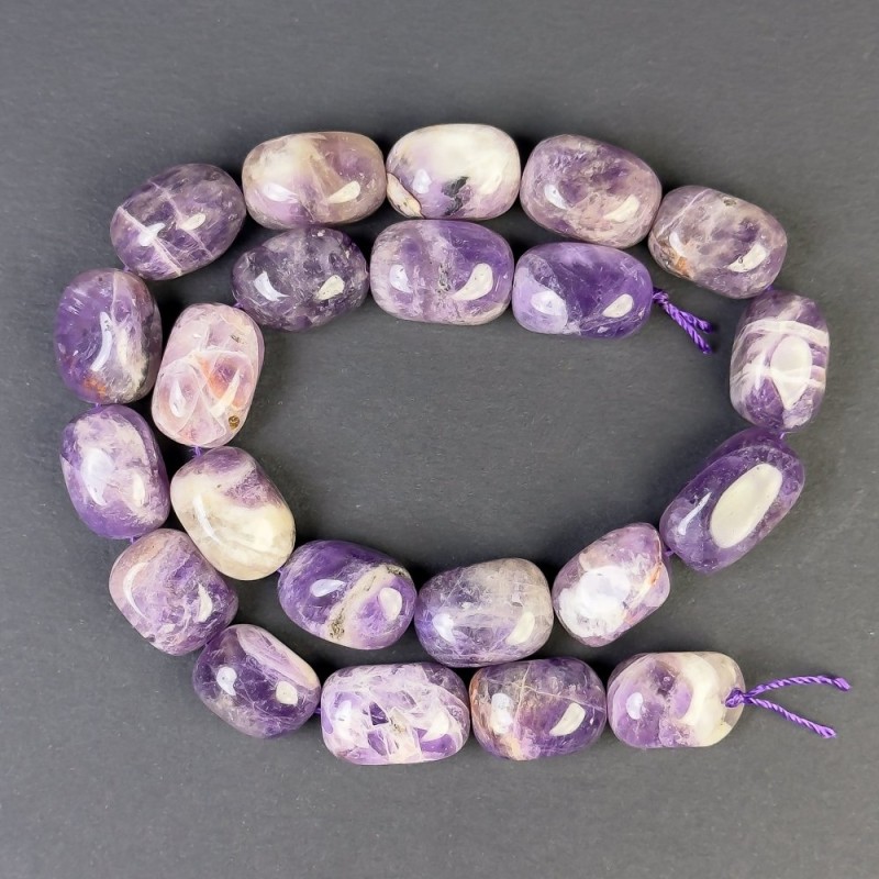 Amethyst-Perlen facettiert 18×13 mm – auf Schnur, Länge ca. 39 cm