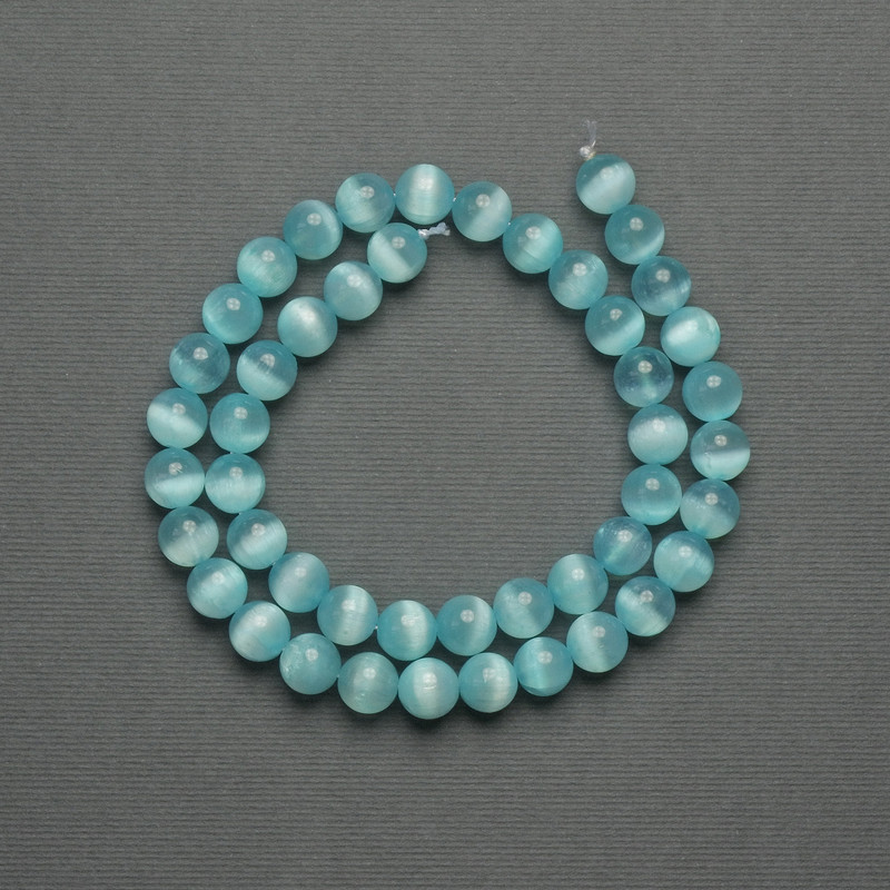 Katzenaugen-Perlen blau 8 mm glatt