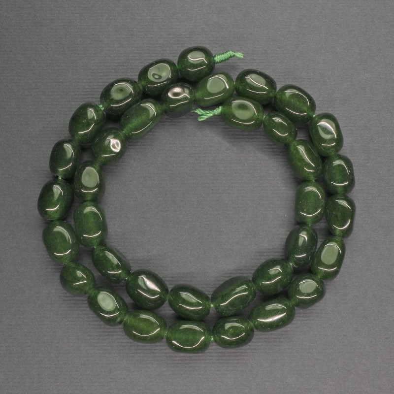 Grüne Aventurin-Perlen, getrommelte Form, Durchmesser 8×10 mm, Länge ca. 38 cm