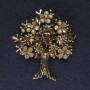 Brosche Baum mit Strasssteinen, goldfarbiges Metall, Durchmesser ca. 45 × 50 mm +