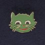 Brosche Katze – grün-goldenes Metall, 27×22 mm+