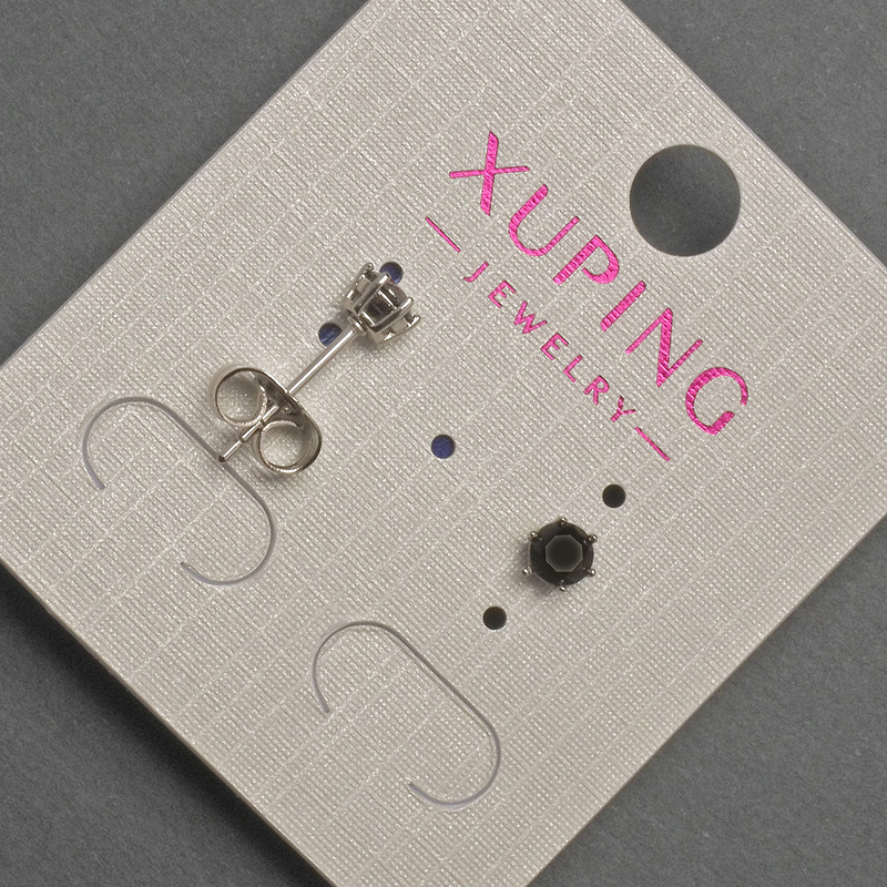 Xuping Ohrstecker Kugeln mit schwarzem Kristall, Durchmesser ca. 4 mm, rhodiniert