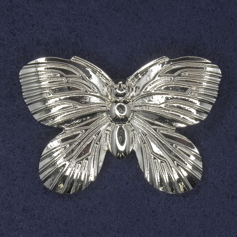 Brosche Schmetterling, silberfarbenes Metall, 42×30 mm+