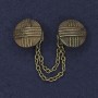 Brosche für Cardigans, bronzefarbenes Metall, Durchmesser ca. 20 mm, Kette ca. 9 cm