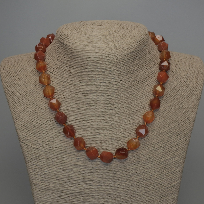 Kette aus Karneol, facettierte Perlen, Durchmesser 12×10 mm, Länge ca. 50 cm