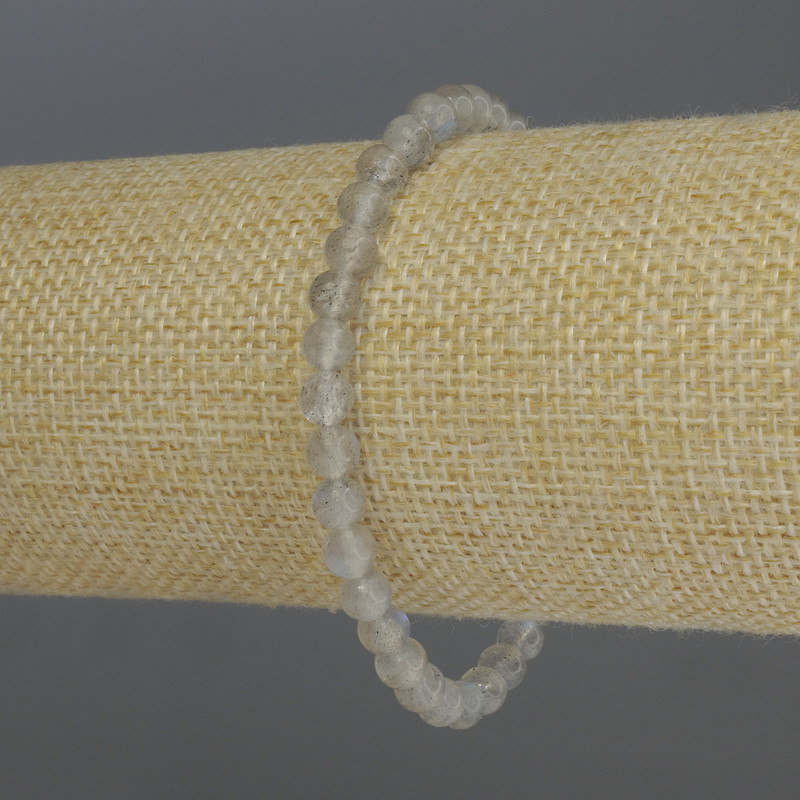 Labradorit-Armband mit glatten Perlen, Durchmesser ca. 5 mm, Länge 18 cm, Stretch