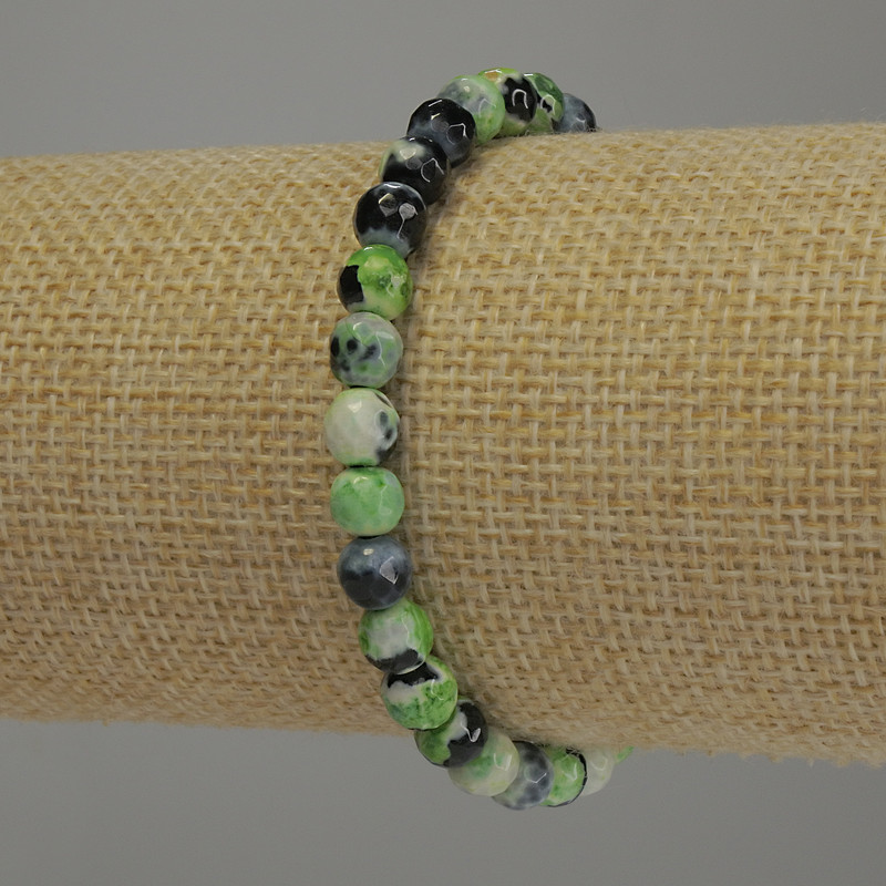 Armband aus facettiertem Achat – Kugeln Ø ca. 6 mm, Länge ca. 18 cm, Stretch
