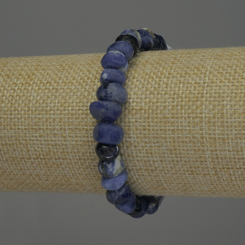Sodalit-Armband, facettierte Perlen, Durchmesser 6–8×8–10 mm, Länge ca. 18 cm, Stretcharmband