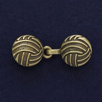 Bronzefarbene Cardigan-Brosche mit Clip, Ø ca. 20 mm, Länge ca. 52 mm