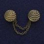 Brosche für Cardigans in Bronzefarben, Durchmesser ca. 20 mm, Kette ca. 9 cm lang