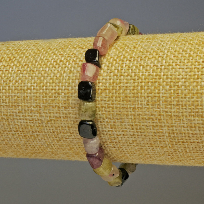 Turmalin facettiertes Armband 7×6 mm, Länge 18 cm, Stretcharmband
