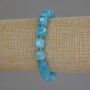 Armband Aquamarin, facettierte Würfel, Durchmesser ca. 8 mm ±, Glasperlen ca. 3 mm ±, Länge ca. 18 cm ±, Stretch