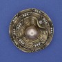 Brosche Akzent beige Perle Bronze 40 mm+