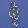 Katzen-Brosche mit Regenbogen-Strasssteinen, mattgoldenes Metall, 58×26mm+