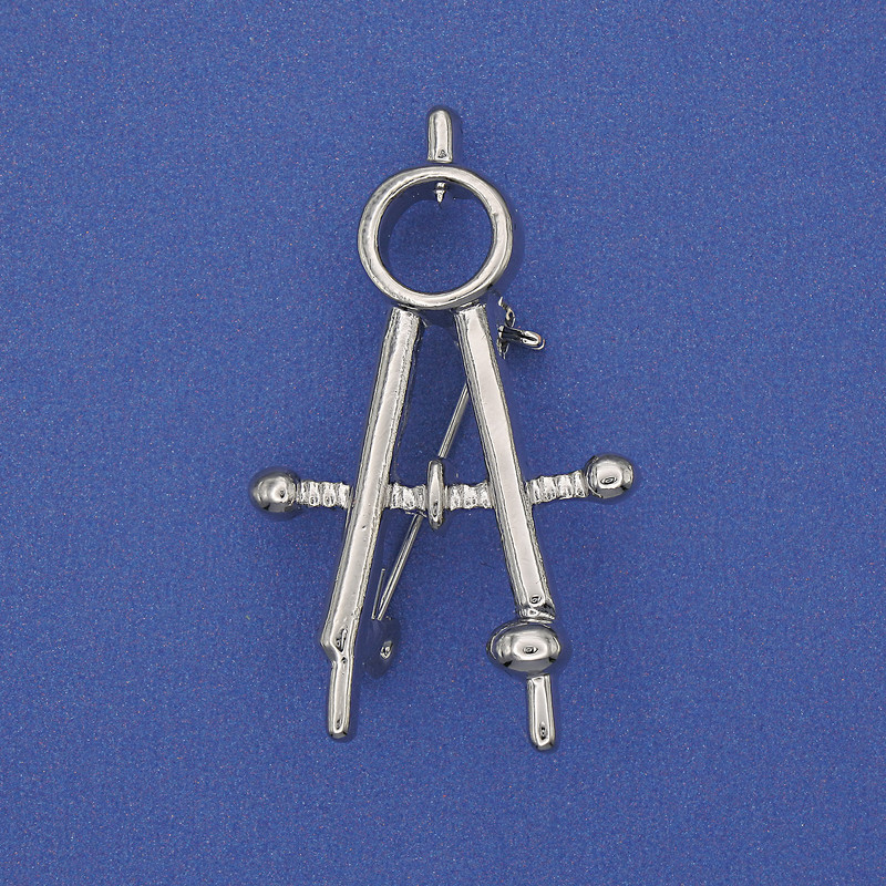 Brosche Zirkel silberfarbenes Metall 41×24 mm+