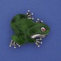 Brosche-Anhänger Frosch mit Perlmutt, grün, Strasssteine, silberfarbenes Metall, 35x34 mm+
