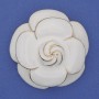 Blumenbrosche weiße Emaille goldfarbenes Metall 45 mm+
