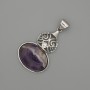 Anhänger Cabochon Amethyst 50×28 mm ± silberfarbiges Metall