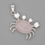 Anhänger Krabbe Rosenquarz 40×22 mm ± silberfarbenes Metall