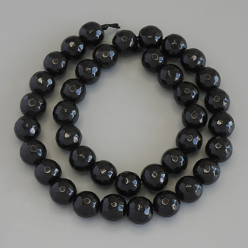 Achat-Perlen facettiert, Ø ca. 10 mm, auf Schnur, Länge ca. 36 cm