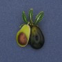 Avocado-Brosche mit farbiger Emaille und goldfarbenem Metall, 39 × 27 mm+