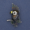 Papageienbrosche mit bunter Emaille, silberfarbenem Metall, 51×31 mm