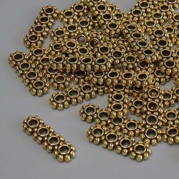 Mehrreihenspacer, Einlage, Goldmetall, Abmessungen ca. 16×5×2 mm, Lochdurchmesser ca. 2 mm, Verpackung ca. 20 g (~36 Stück)