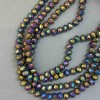 Perlen tschechischer Kristall auf Schnur – Multicolor, mit Benzin-Beschichtung, facettierte Rondellen, Durchmesser 8 × 6 mm, Länge ca. 39 cm ±