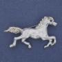 Brosche Pferd – Emaille, weiße Strasssteine, silberfarbenes Metall, 50 × 32 mm+