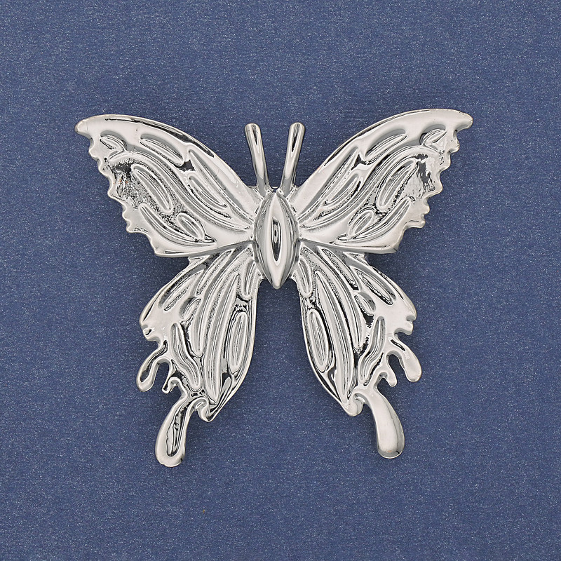Brosche Schmetterling silberfarbenes Metall 45×42 mm+
