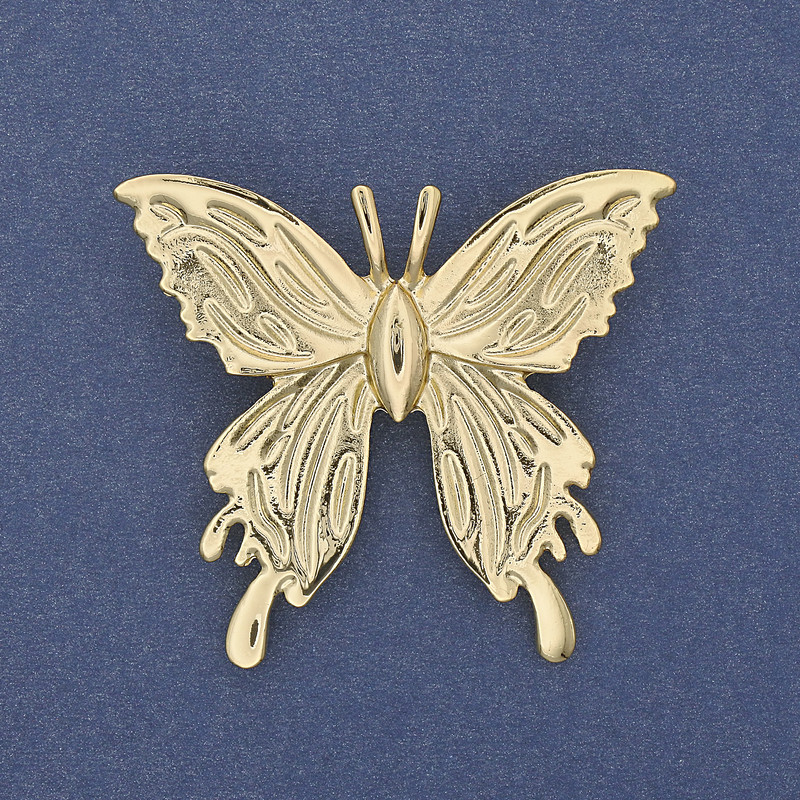 Brosche Schmetterling aus goldfarbenem Metall 45×42 mm+